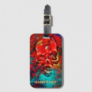 Etiqueta Para Maletas Calavera colorida. ¡Manos fuera!