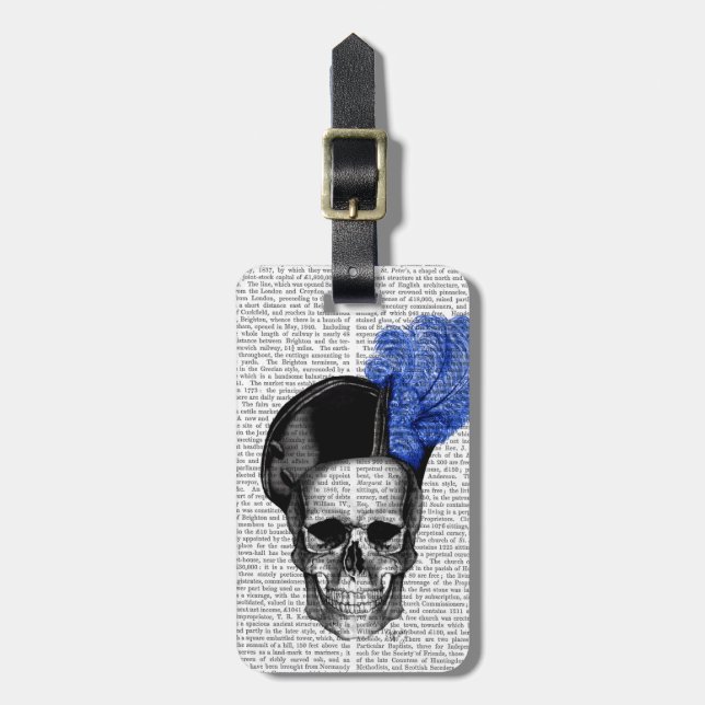 Etiqueta Para Maletas Calavera con Gorra azul (Frente Vertical)