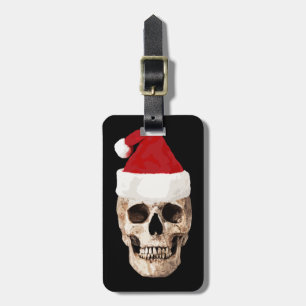 Etiqueta Para Maletas Calavera de Santa Claus - Navidades muertos