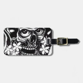 Etiqueta Para Maletas calavera de tatuaje japonés