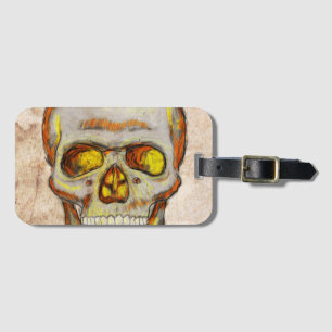 Etiqueta Para Maletas Calavera dibujada a mano