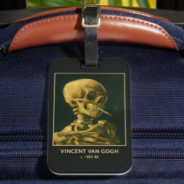 Etiqueta Para Maletas Calavera Vintage Fumando – Única Inspirada en Van
