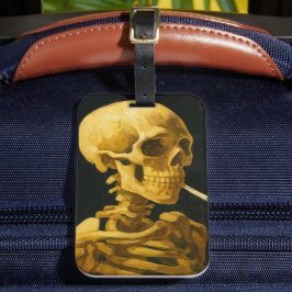 Etiqueta Para Maletas Calavera Vintage Fumando – Única Inspirada en Van