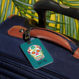 Etiqueta Para Maletas Calaveras de azúcar Dia De Los Muertos Monogramado
