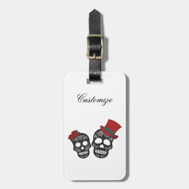 Etiqueta Para Maletas Calaveras negras Duo Thunder_Cove (Frente Vertical)