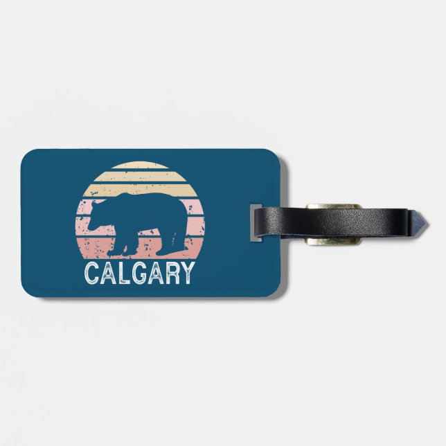 Etiqueta Para Maletas Calgary Alberta Retro Bear (Atrás Horizontal)