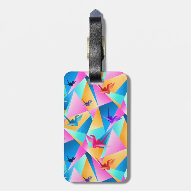 Etiqueta Para Maletas Calidoscopio de Origami (Atrás Vertical)