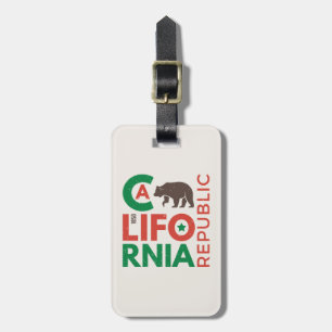 Etiqueta Para Maletas California con logotipo de oso pardo