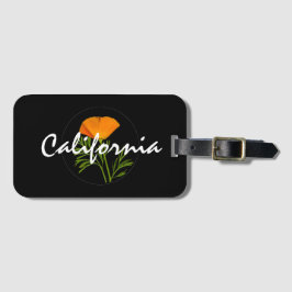 Etiqueta Para Maletas California Poppy en negro con texto "California"