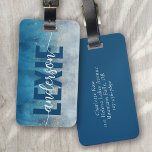 Etiqueta Para Maletas Caligrafía de Purpurina de color azul de oro<br><div class="desc">Levante su equipaje con esta magnífica etiqueta personalizada para el equipaje</div>