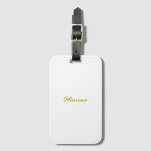 Etiqueta Para Maletas Caligrafía Elegante Dorado Blanco Llano Nombre Sim
