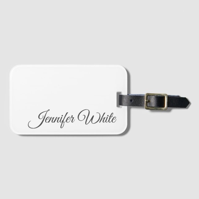 Etiqueta Para Maletas Caligrafía Elegante negro y blanco negrita retro (Anverso horizontal)