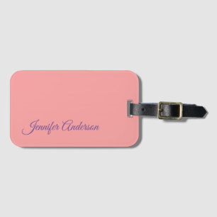 Etiqueta Para Maletas Caligrafía Elegante Pastel Rojo Nombre Personaliza