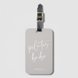Etiqueta Para Maletas Caligrafía Gris de Taupe Moderno Ejercicio Pilatos