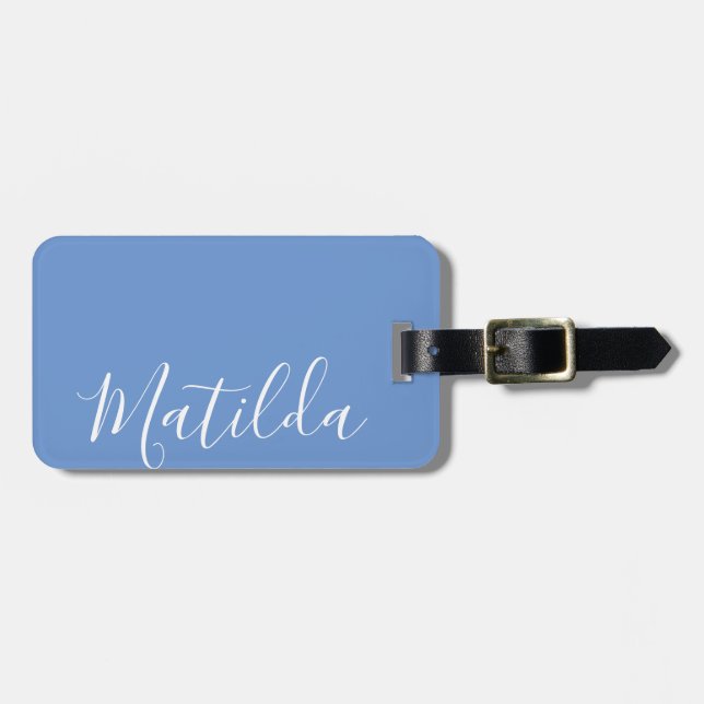 Etiqueta Para Maletas Caligrafía moderna personalizada Púrpura (Frente Horizontal)
