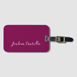 Etiqueta Para Maletas Caligrafía Simple Color Vino Nombre Profesional