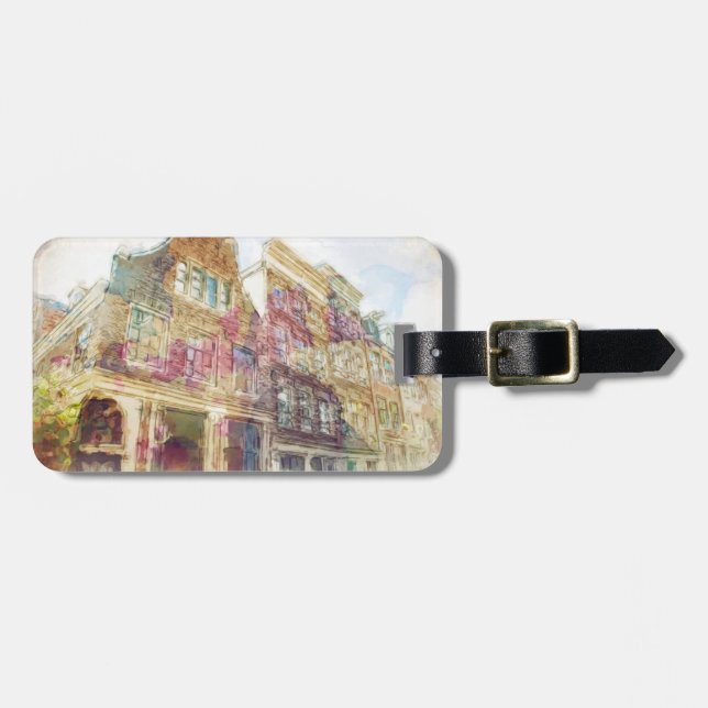 Etiqueta Para Maletas Calles del viejo Amsterdam (Frente Horizontal)
