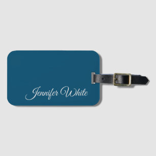 Etiqueta Para Maletas Calligrafía Elegante Océano Azul