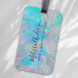 Etiqueta Para Maletas Calligrafía Purpurina de la Piedra Óptica Holográf<br><div class="desc">Un diseño elegante para su negocio</div>