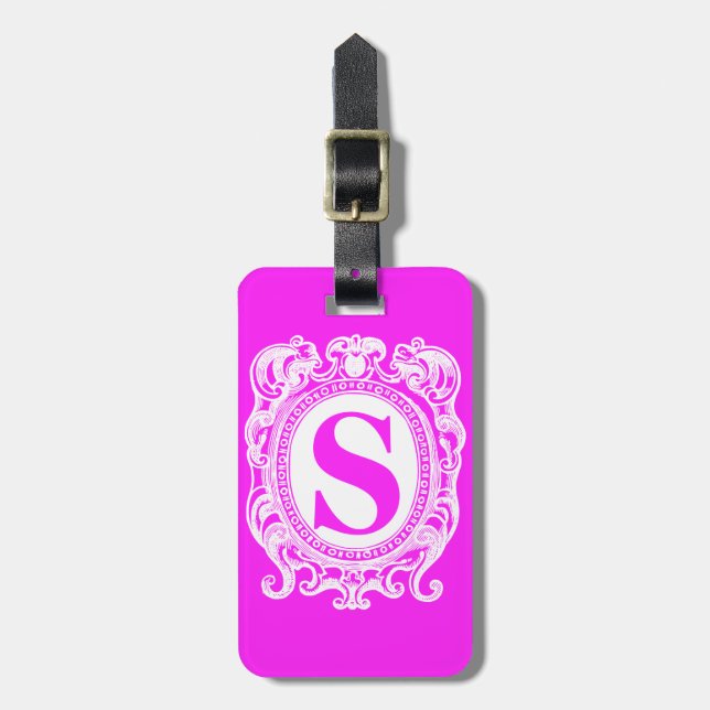 Etiqueta Para Maletas Calson Pink Shield Monogramed (Frente Vertical)