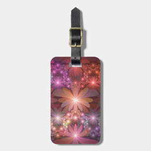 Etiqueta Para Maletas Cama De Flores Colorido Brillante Arte Fractal Abs