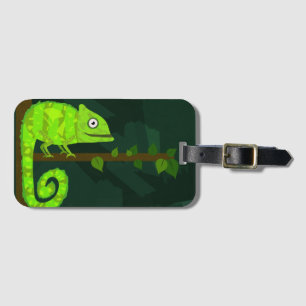 Etiqueta Para Maletas Camaleón verde lindo