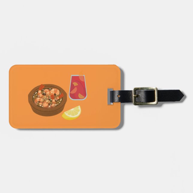 Etiqueta Para Maletas Camarón y Sangria (Frente Horizontal)