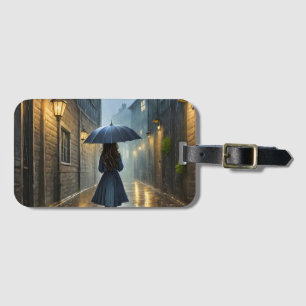 Etiqueta Para Maletas Caminando bajo la lluvia