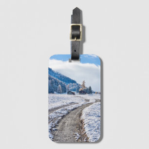 Etiqueta Para Maletas Camino de tierra en la tierra de la nieve,