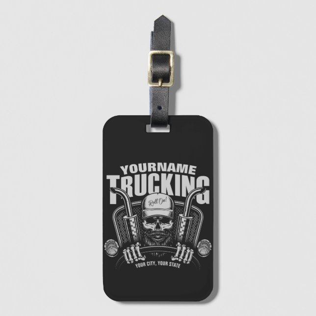 Etiqueta Para Maletas Camión de camionetas de cráneo personalizado camio (Anverso vertical)