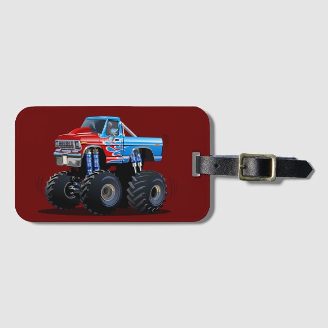Etiqueta Para Maletas camión monstruo personalizado (Anverso horizontal)
