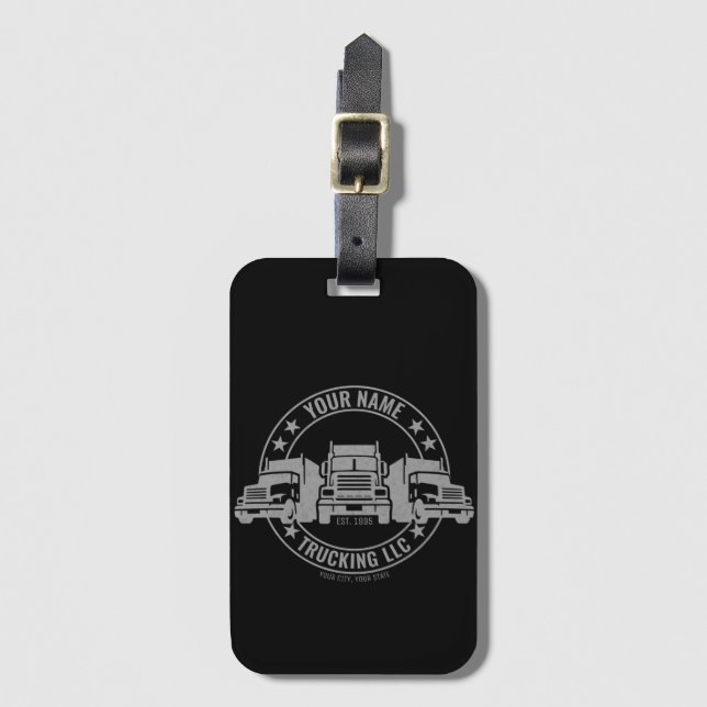 Etiqueta Para Maletas Camión Personalizado Big Rig Semi Camión (Anverso vertical)