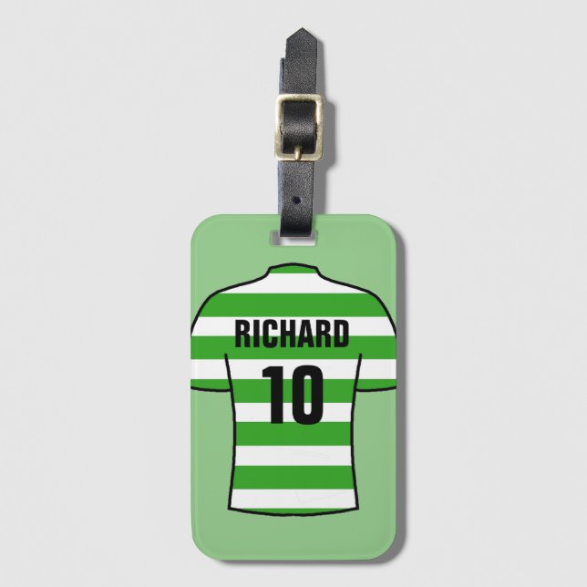 Etiqueta Para Maletas Camisas de fútbol en aros verdes (Anverso vertical)