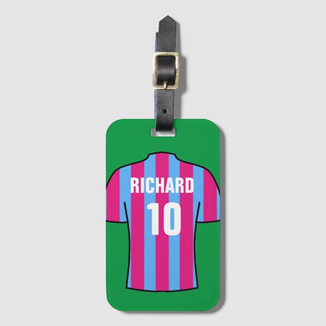 Etiqueta Para Maletas Camisas de fútbol en Claret y Blue (Anverso vertical)
