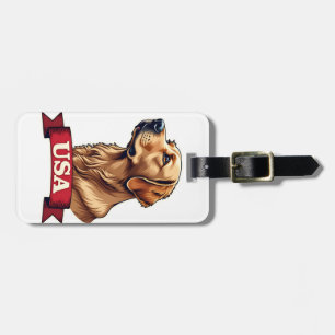 Etiqueta Para Maletas Camiseta con grabado de Golden Retriever Vintage U