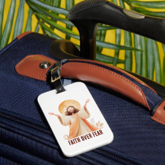 Etiqueta Para Maletas Camiseta cristiana Jesús Fe sobre Miedo