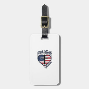 Etiqueta Para Maletas Camiseta Cruz Patriótica Libertad Familia Fe Coraz