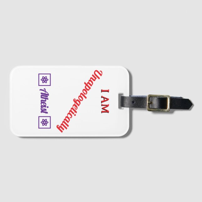 Etiqueta Para Maletas Camiseta de ateo sin disculpas (Anverso horizontal)