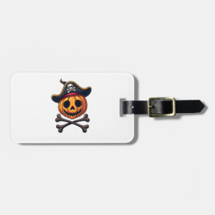 Etiqueta Para Maletas Camiseta de cráneo de Halloween del pirata de cala