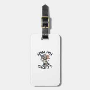 Etiqueta Para Maletas Camiseta Patriótica de Mapache Feral Pero Libre De