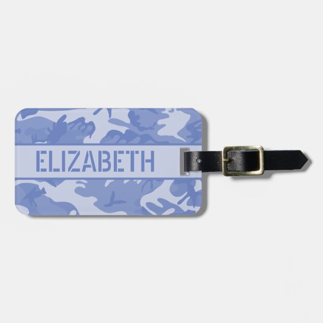 Etiqueta Para Maletas Camo azul personalizado (Frente Horizontal)