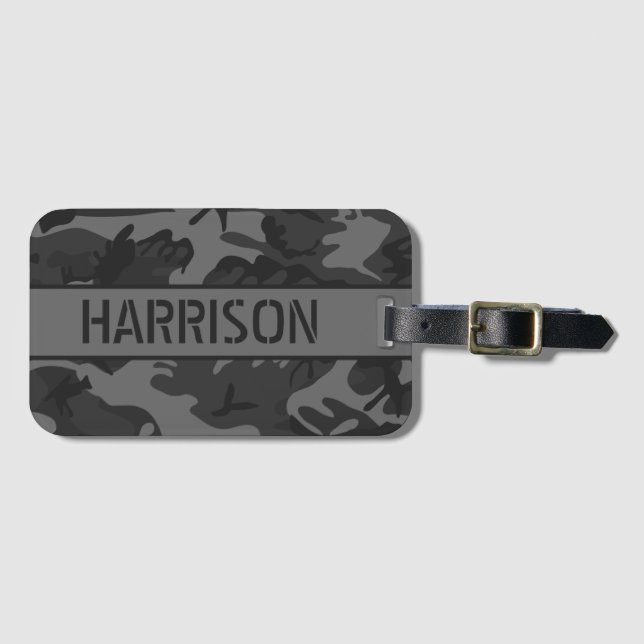 Etiqueta Para Maletas Camo gris personalizado (Anverso horizontal)