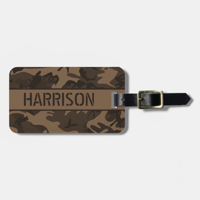 Etiqueta Para Maletas Camo marrón personalizado (Frente Horizontal)