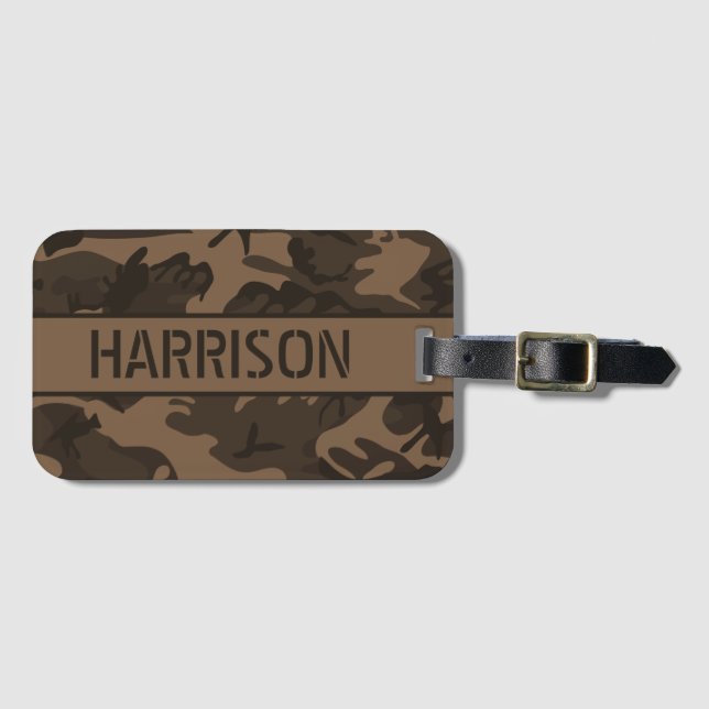 Etiqueta Para Maletas Camo marrón personalizado (Anverso horizontal)