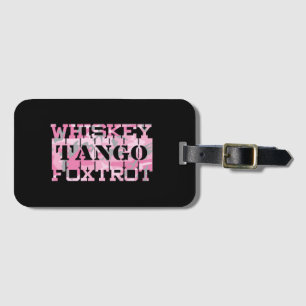 Etiqueta Para Maletas Camo rosa del tango Foxtrot del Whiskey del ejérci