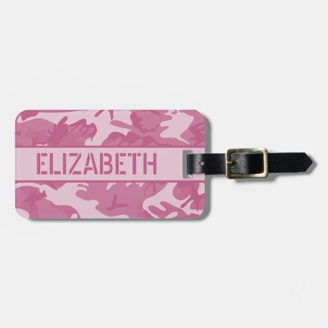 Etiqueta Para Maletas Camo rosa personalizado (Frente Horizontal)