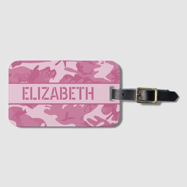 Etiqueta Para Maletas Camo Rosa Personalizado (Anverso horizontal)