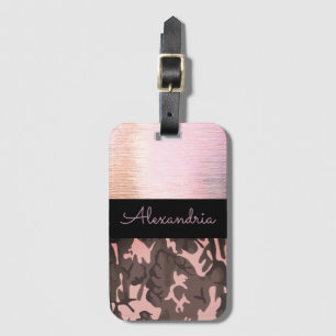Etiqueta Para Maletas Camo rosa y marrón personalizado
