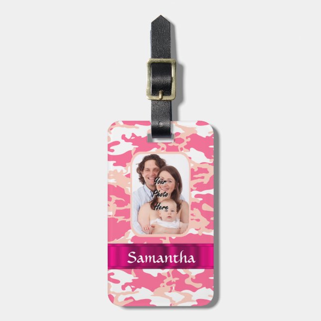 Etiqueta Para Maletas Camo rosado (Frente Vertical)