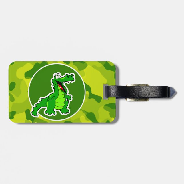 Etiqueta Para Maletas Camo verde de Apple; lagarto, gator (Atrás Horizontal)